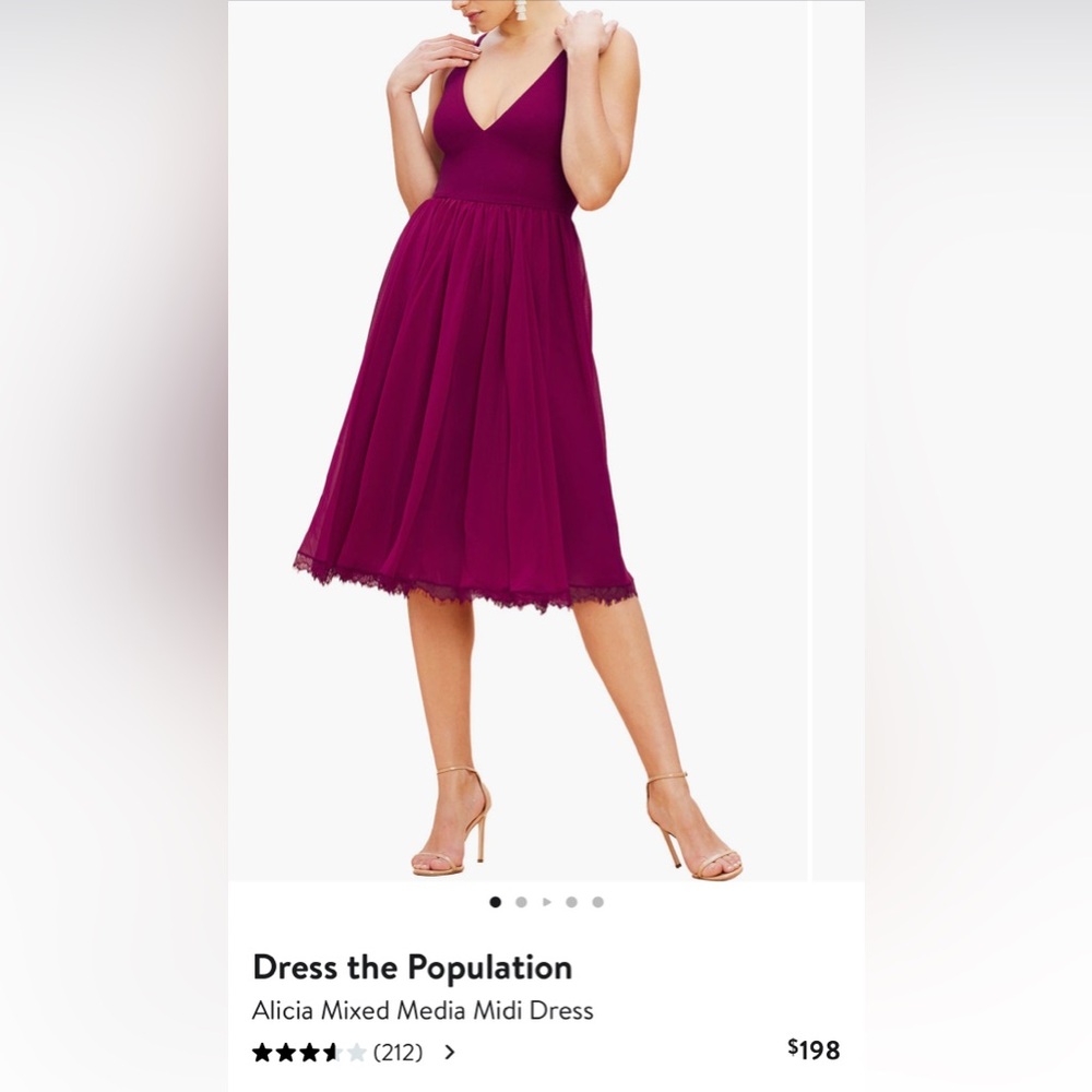 Dress the population Alicia mixed media midi dress